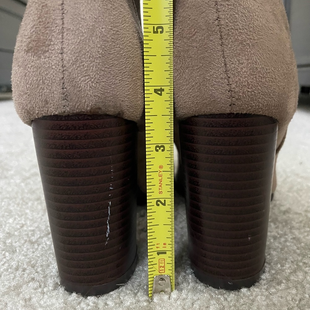 Qupid Taupe Over-the-Knee Suede Block Heel Boots - Picture 7 of 11